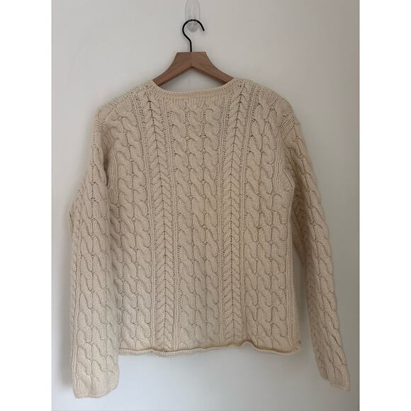 Classiques Entier Vintage Lambswool /Angora Classic Cream Cable Knit Sweater - Picture 5 of 7